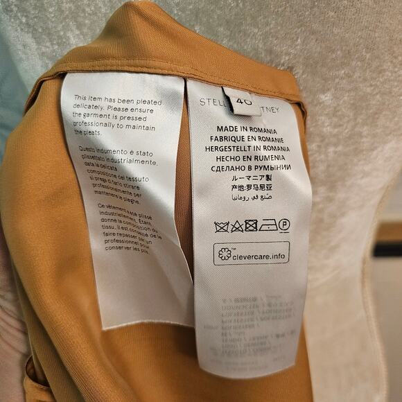 NWT Stella Mccartney Gold Satin Pleated Lace Up Midi Dress $1225 Sz IT 40 US 4 - Picture 9 of 13